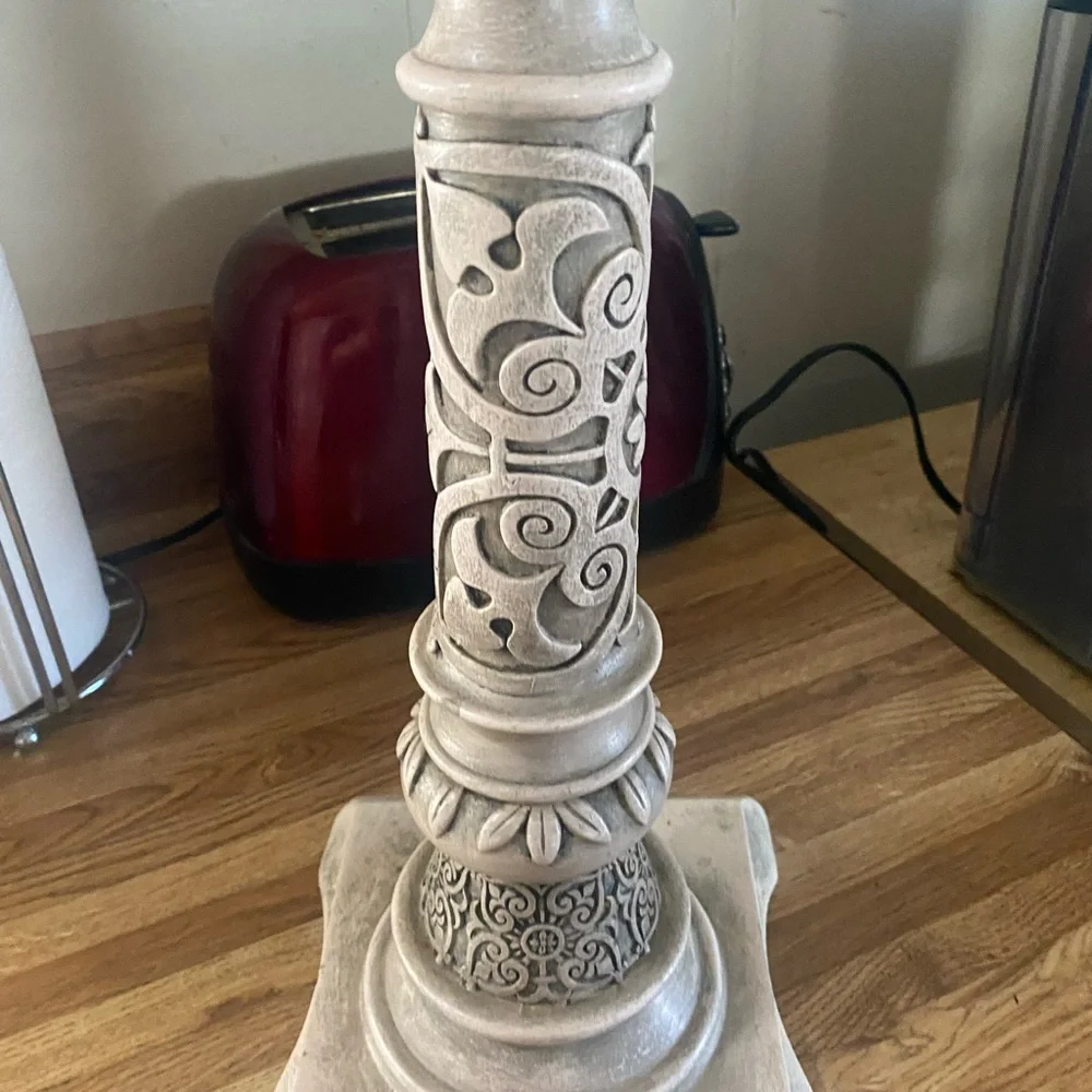 Vintage Partlite large Ornate Candle Holder, 16.5” h, heavy